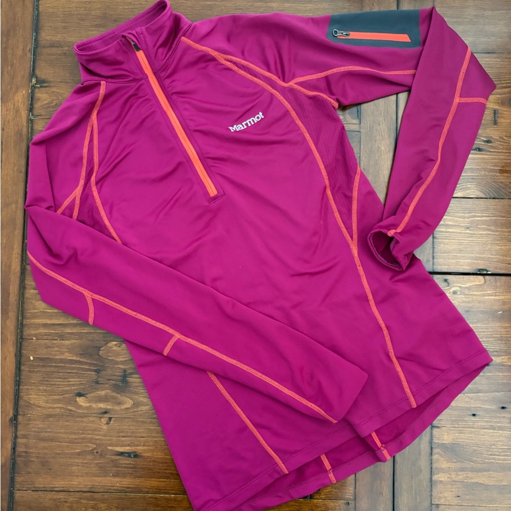 Marmot Womens Hot Pink Running 1/4 Zip Pullover Sz S